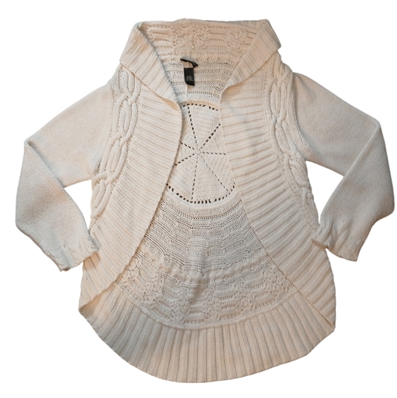 Lane Bryant Ivory Wool Cable Knit Longline Sweater Draped Cardigan 22/24 - Picture 8 of 9